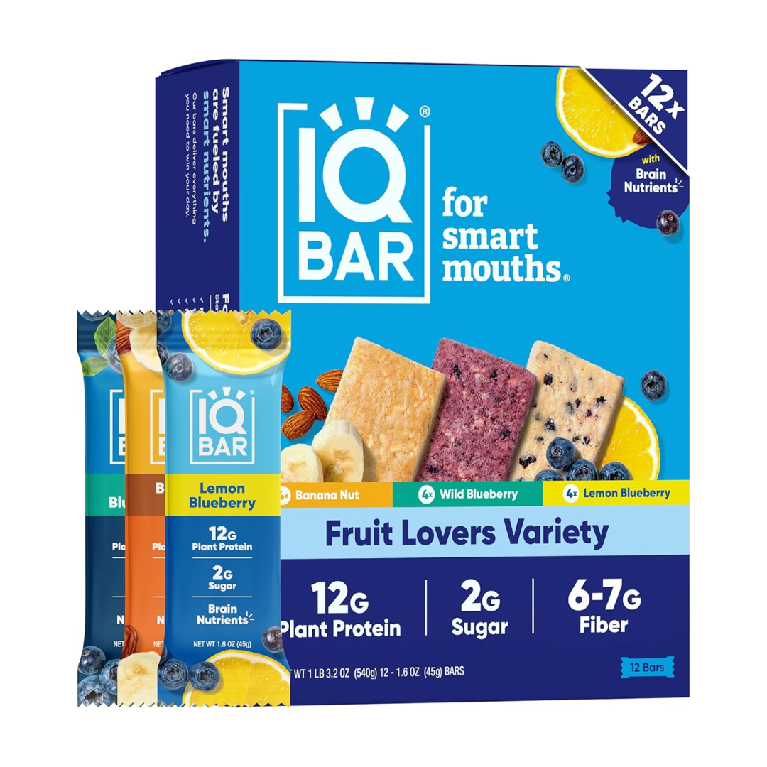 IQBAR Clean Plant Protein Bars - Fruit Lovers Variety Pack - 12 Count