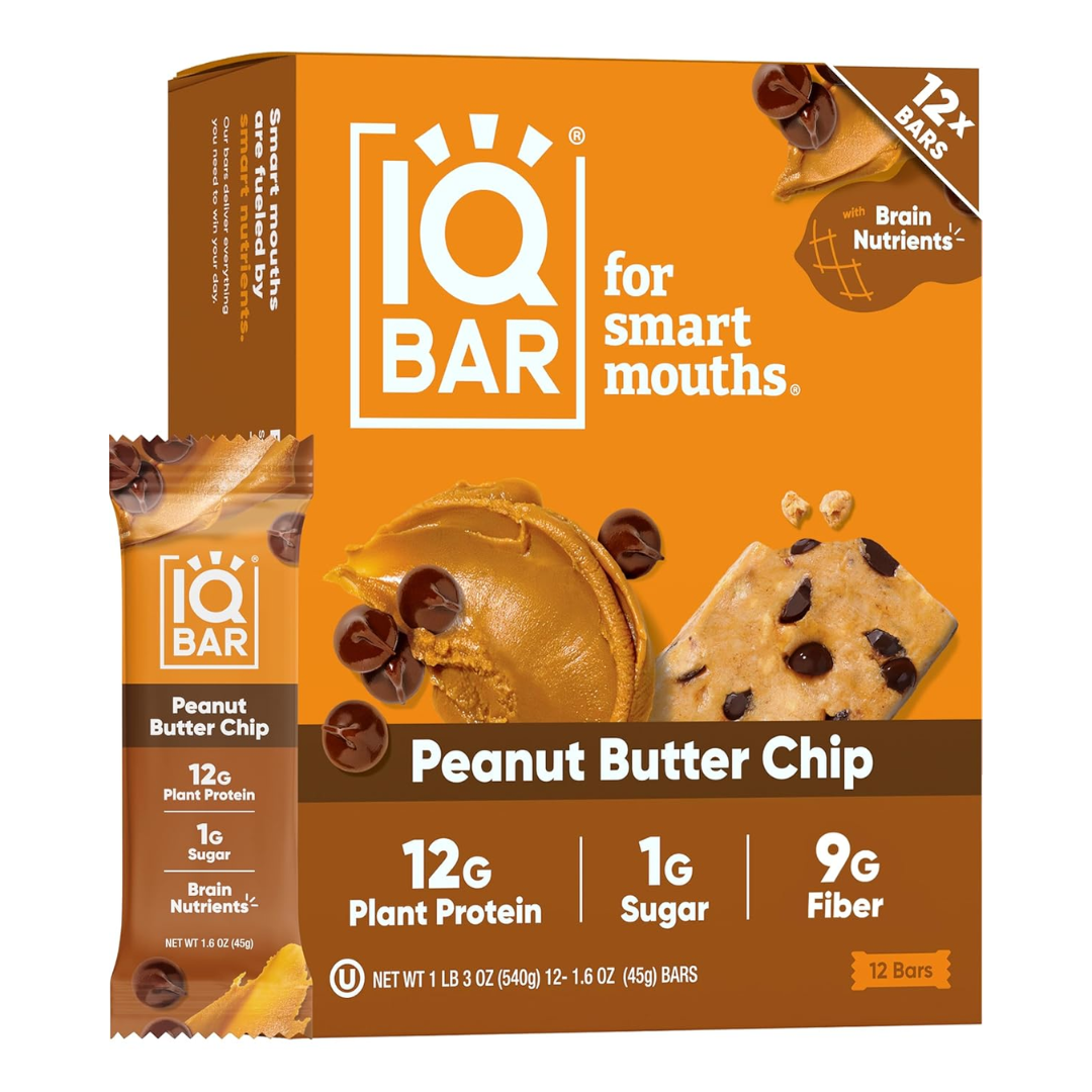 IQBAR Clean Plant Protein Bars - Peanut Butter Chip - 12 Count