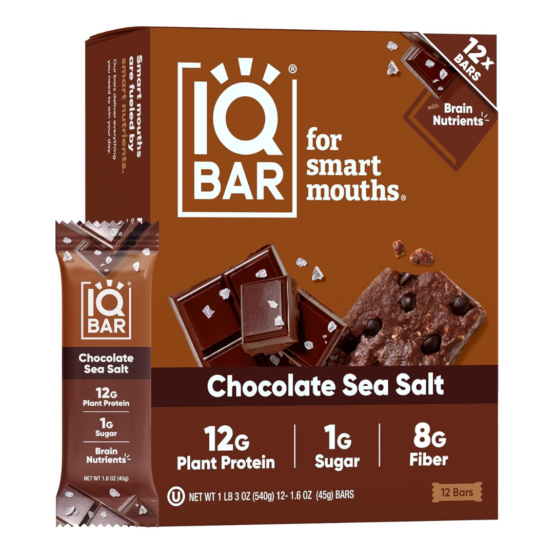 IQBAR Clean Plant Protein Bars - Chocolate Sea Salt - 12 Count