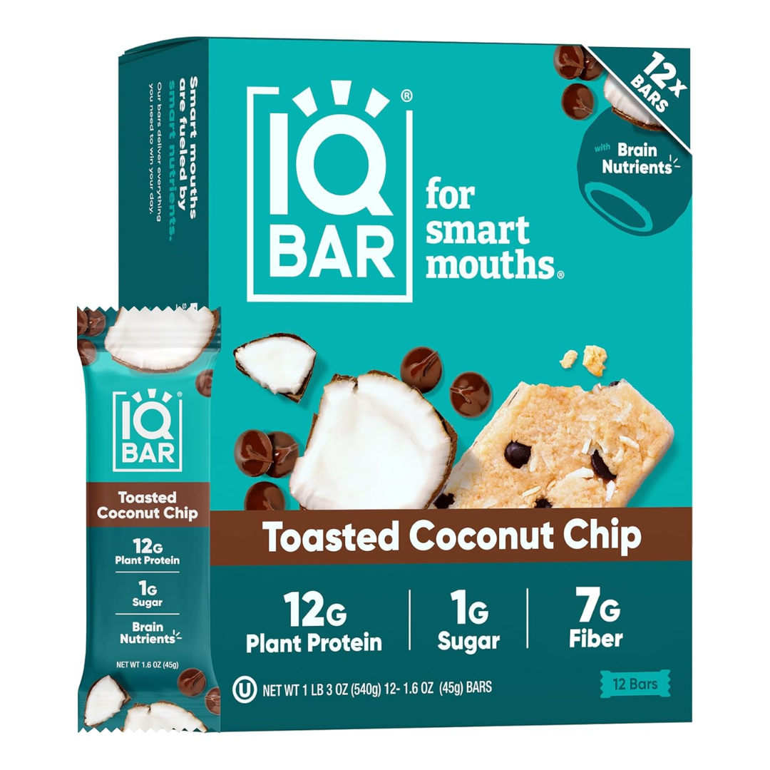 IQBAR Clean Plant Protein Bars - Toasted Coconut Chip - 12 Count