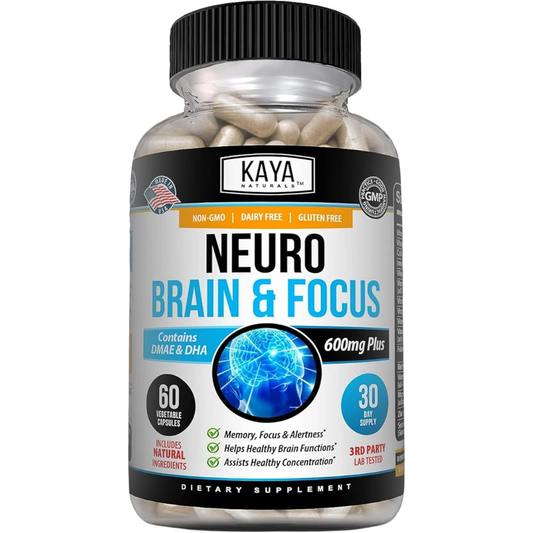 Kaya Naturals - Neuro Brain for Memory & Focus - Nootropic Brain Support Supplement - 60 Count