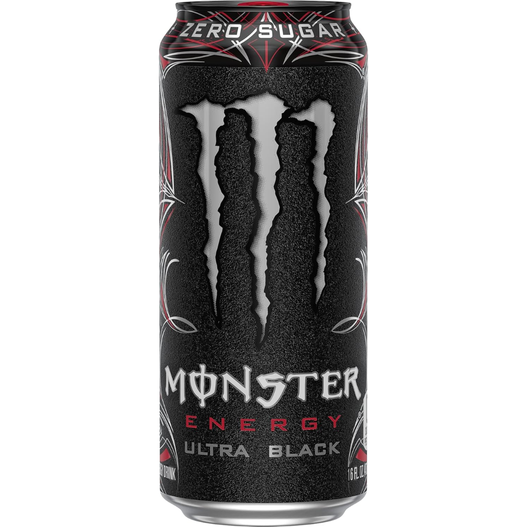 Monster Energy Ultra Black, Sugar Free Energy Drink, 16 Ounce | Pack of 15
