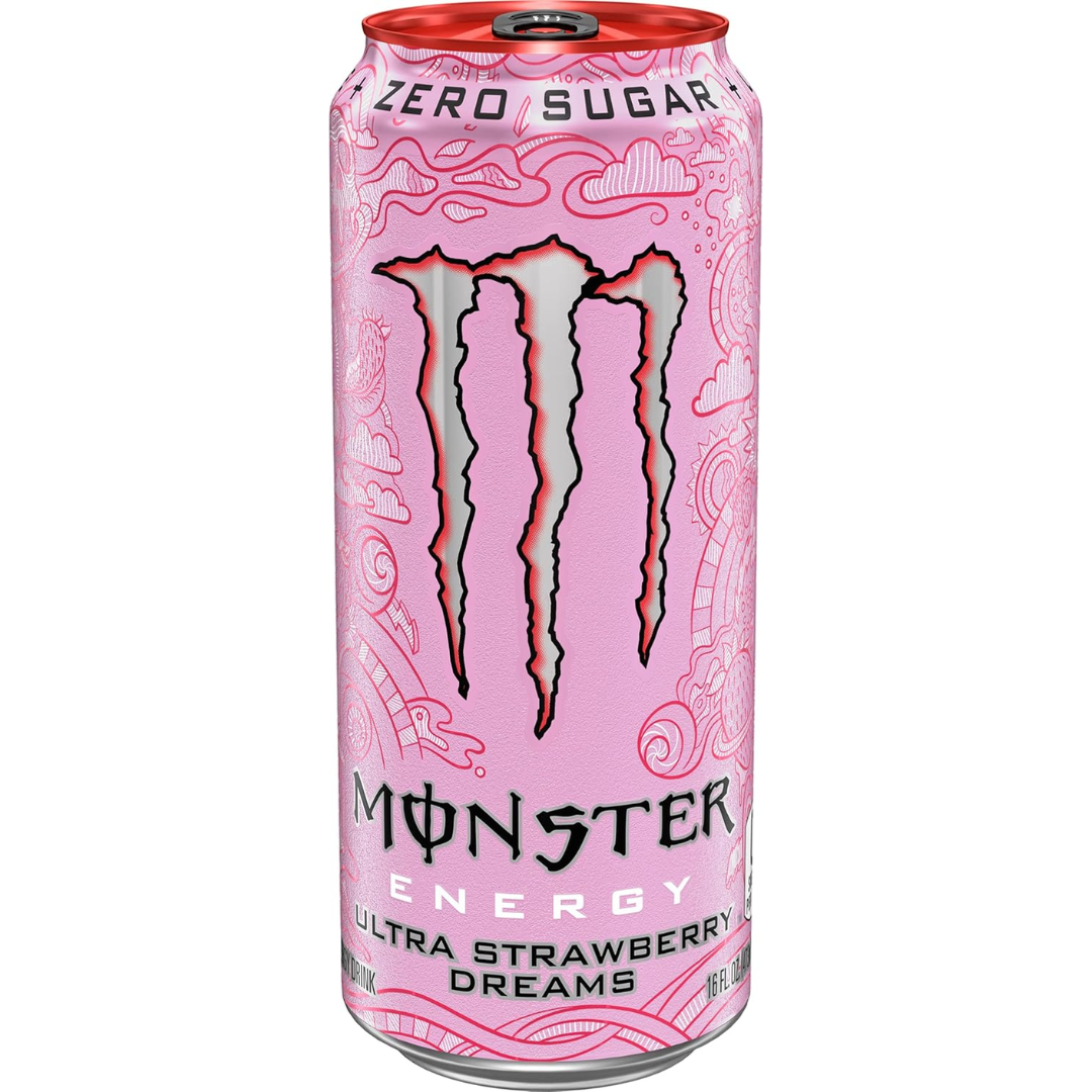 Monster Energy Ultra Strawberry Dreams, Sugar Free Energy Drink, 16 Ounce | Pack of 15