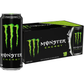 Monster Energy drink can and box on a white background