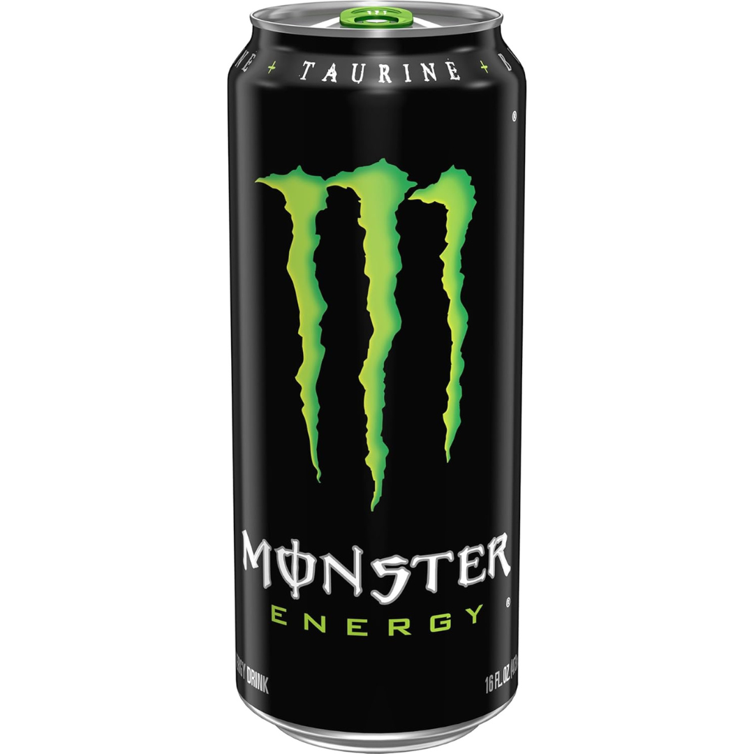 Monster Energy drink can with green logo on a white background