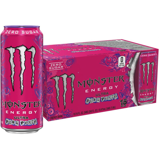 Monster Energy Ultra Punk Punch, Sugar Free Energy Drink, 16 Ounce (Pack of 15)
