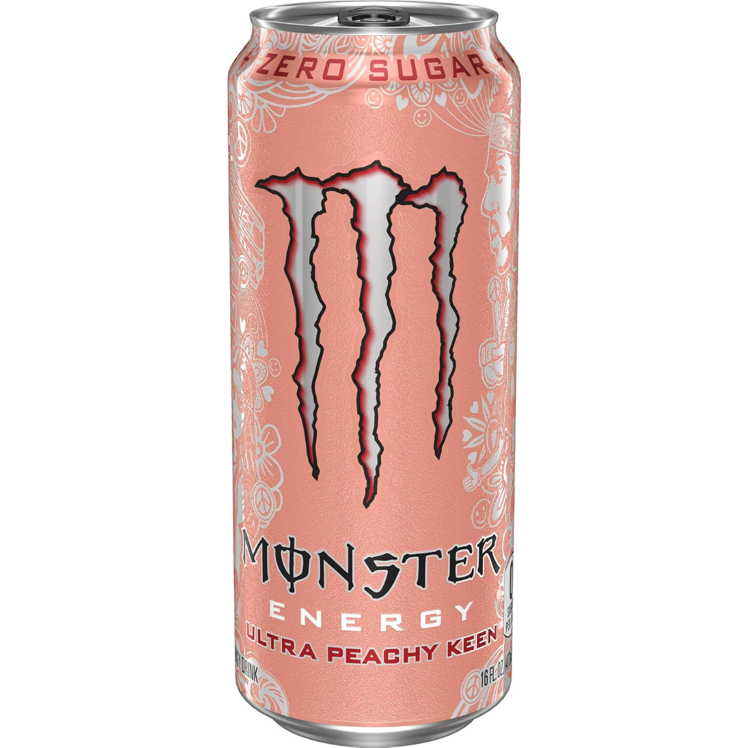 Monster Energy Ultra Peachy Keen can on a white background