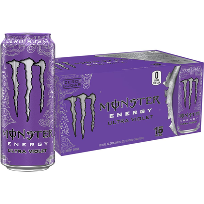 Monster Energy Ultra Violet, Sugar Free Energy Drink, 16 Ounce | Pack of 15