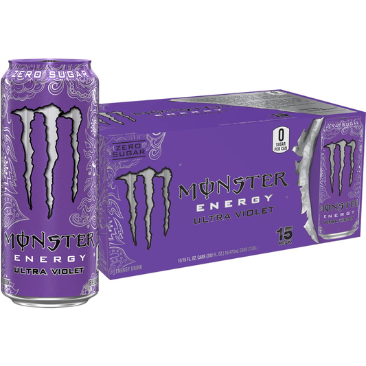 Monster Energy Ultra Violet, Sugar Free Energy Drink, 16 Ounce | Pack of 15