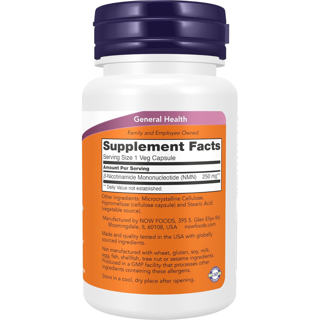 Now Supplements, NMN 250 Mg, Nicotinamide Mononucleotide Supplement, Supports NAD+ Production, 60 Count