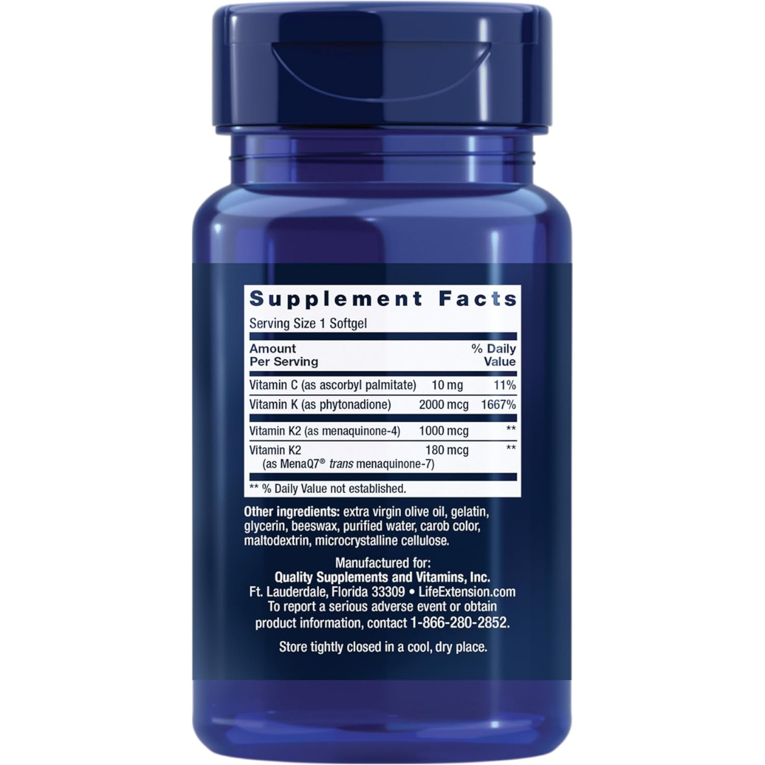 Life Extension Super K, Vitamin K Supplement, 2000 Mcg Vitamin K