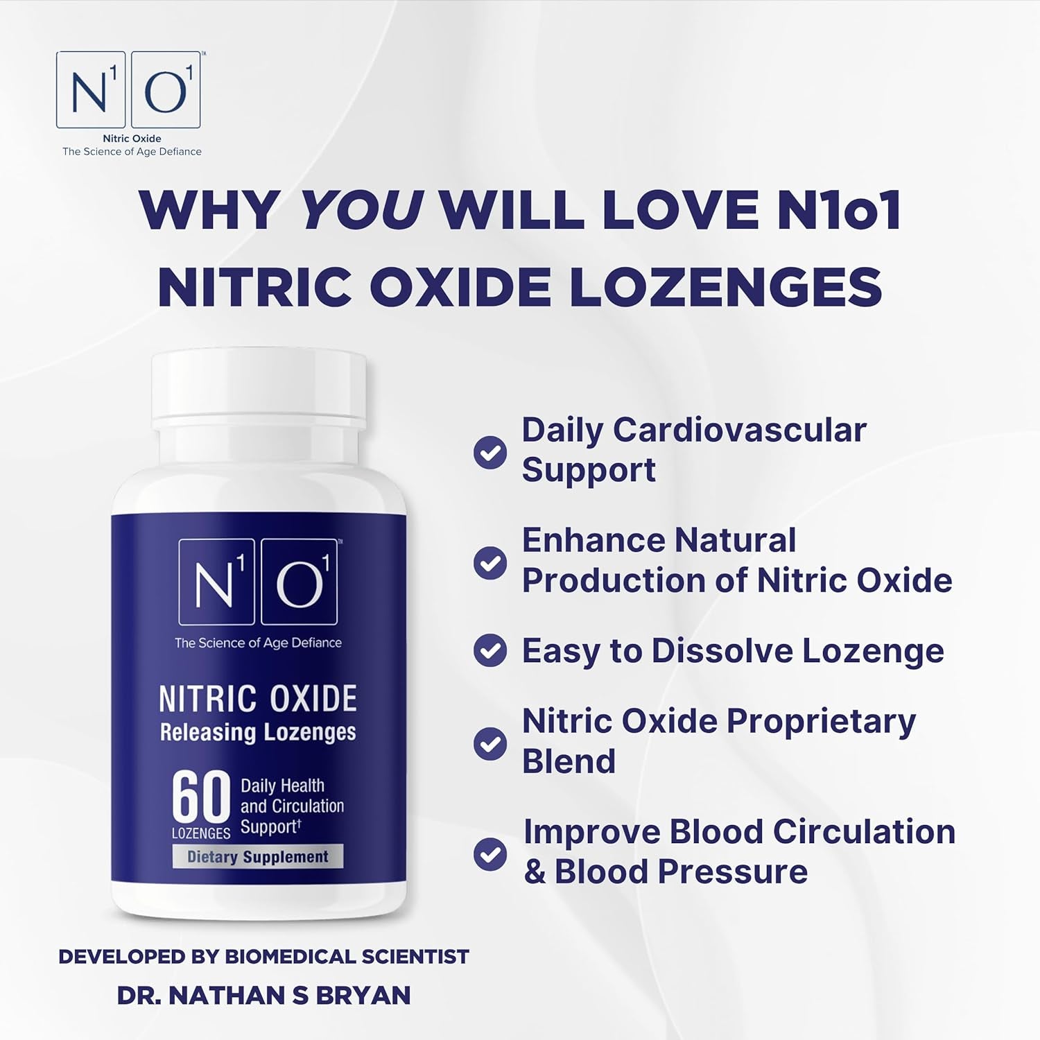 N1O1 Nitric Oxide Lozenges - 60 Count - Nitric Oxide Supplement