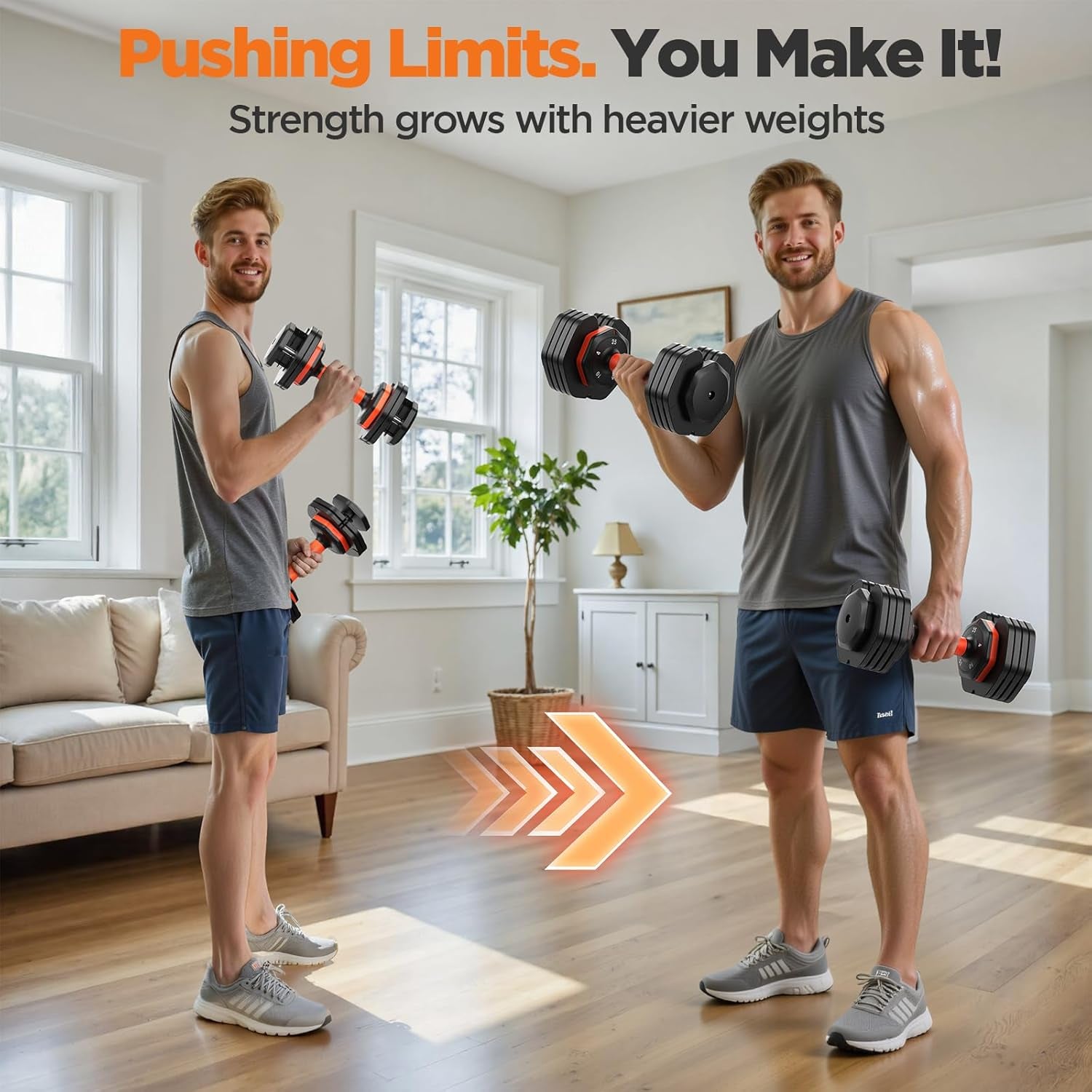 LifeOG Updated Adjustable Dumbbell Set of 2 - 25lbs/50lbs