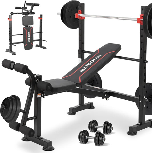 8 in 1 Weight Bench Set with Leg Extension/Curl and Preacher Curl