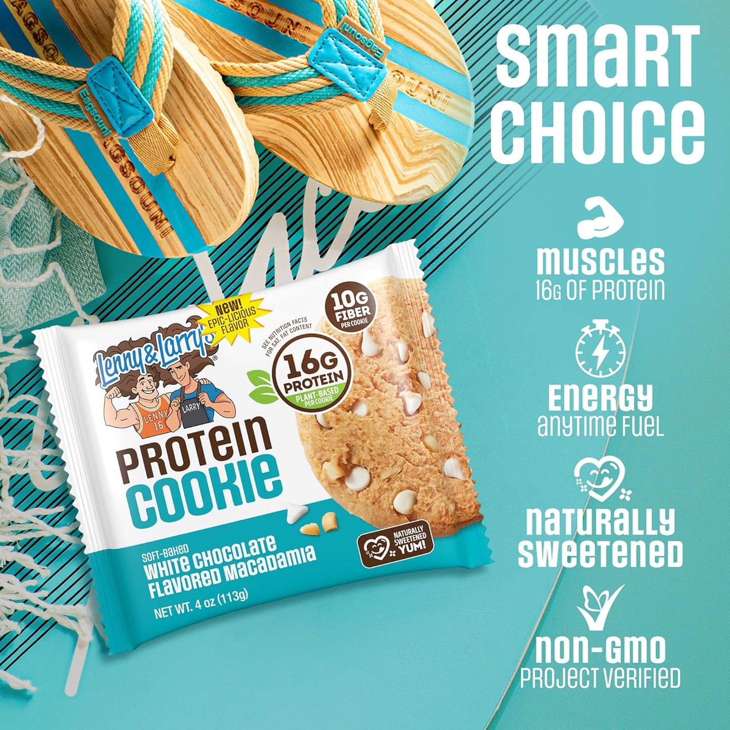 Lenny & Larry's Protein Cookie, White Chocolate Flavored Macadamia – Pack of 12