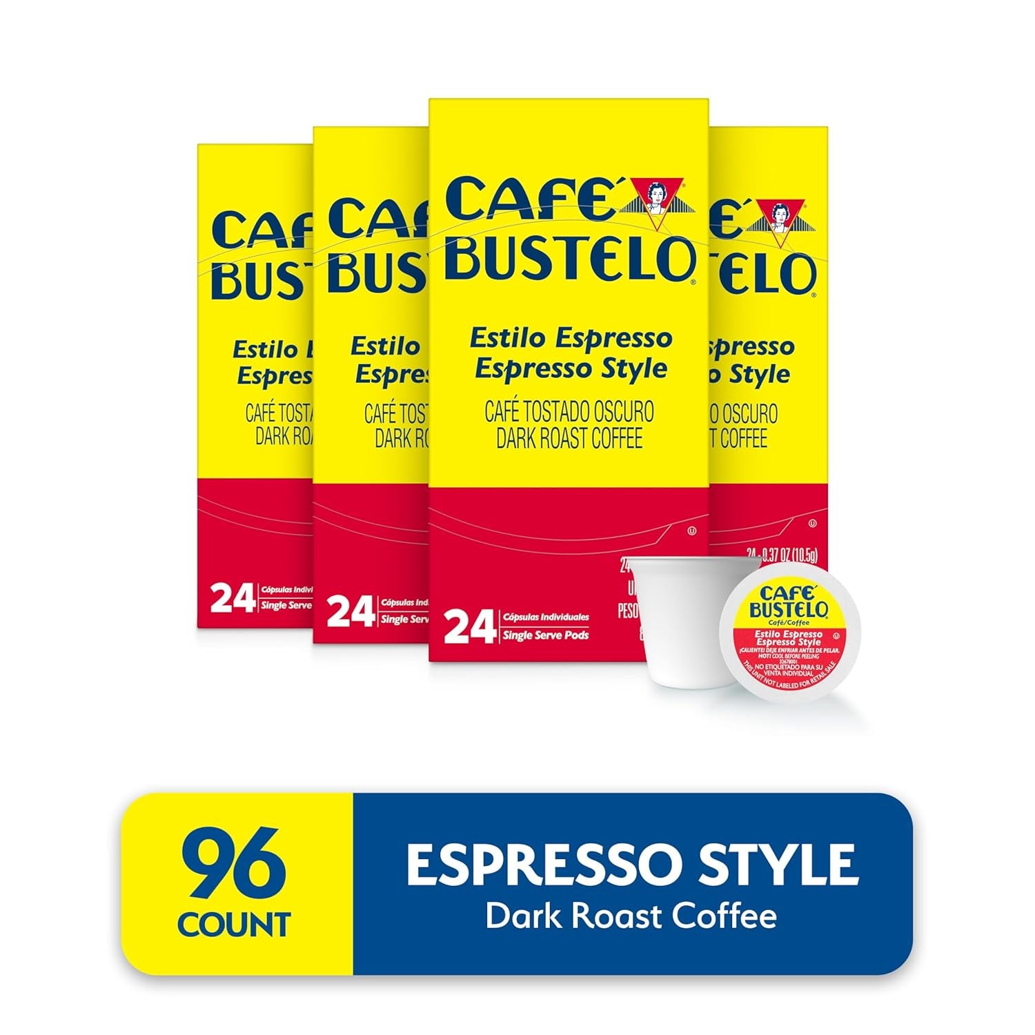 Café Bustelo Espresso Style Dark Roast, Single Serve Coffee Pods