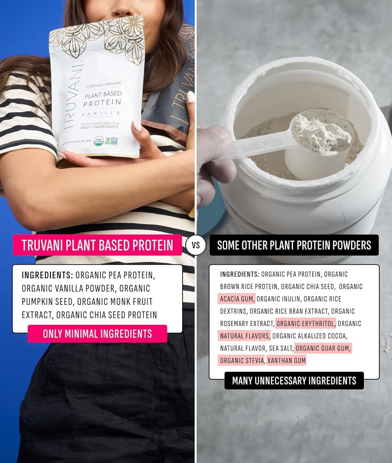 Truvani Organic Plant Based Protein Powder
