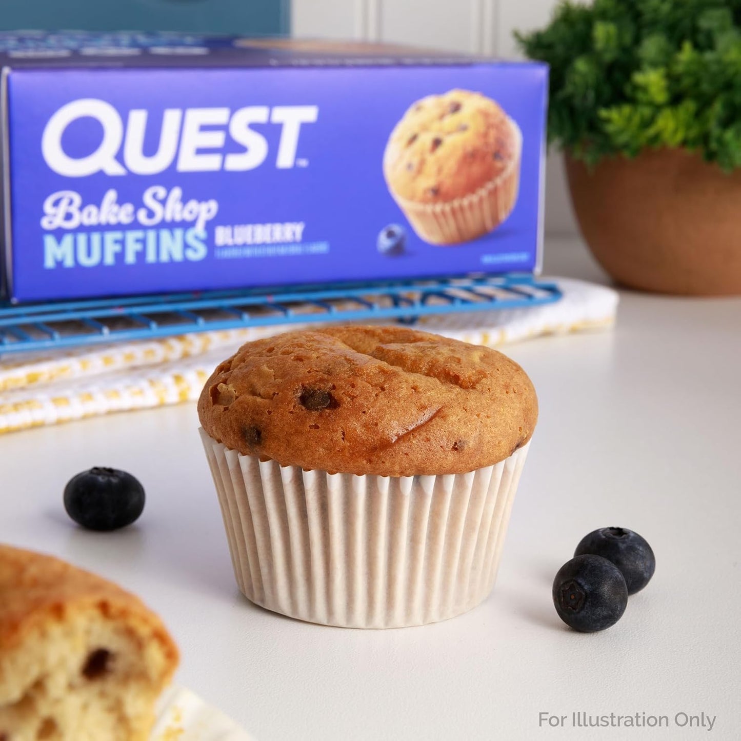 Quest Nutrition Blueberry Muffin, 10G Protein, 3G Net Carb, 2G Sugar, Protein Snack, 4 Count
