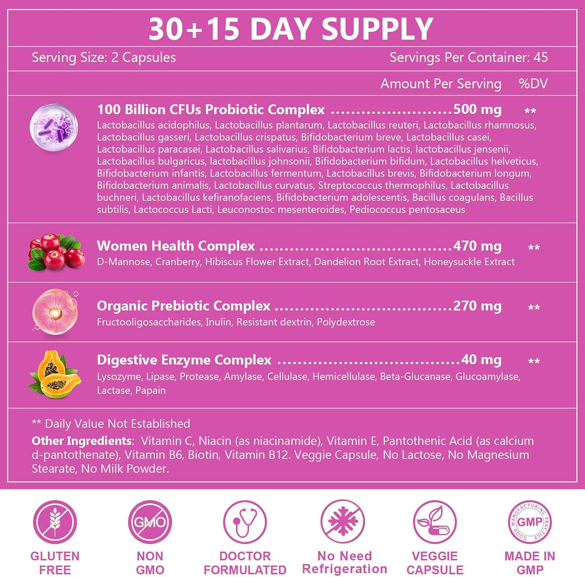 NATURE TARGET Probiotics for Women, 100 Billion CFU, 90 Veggie Capsules