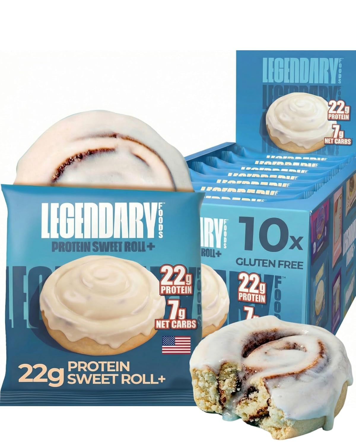 Cinnamon Roll 22G Protein Sweet Roll – Gluten-Free, Keto-Friendly – 10-Pack