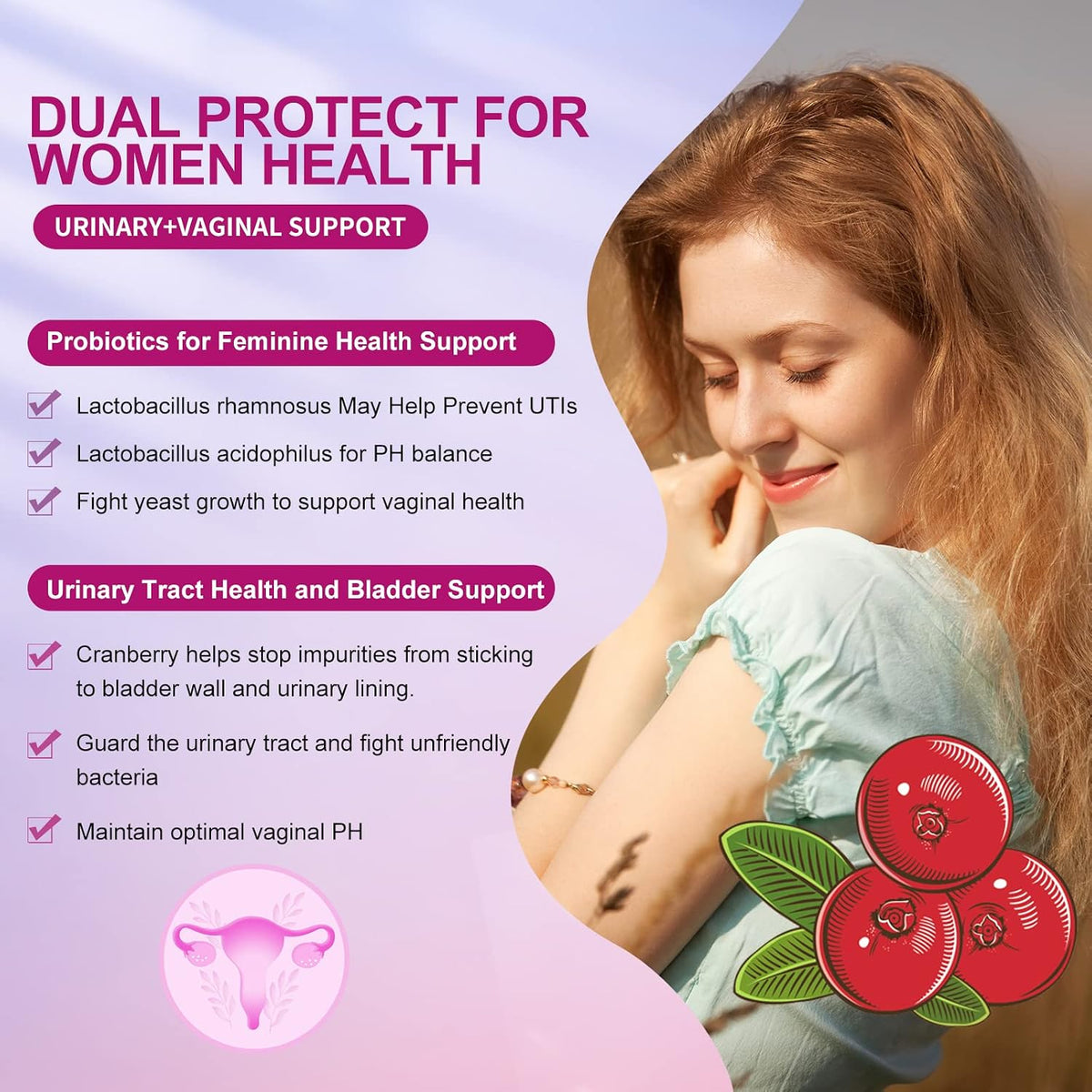 OMOGS Women'S Probiotic, with Cranberry Extract, Organic Prebiotics & Vitamin C, 120 Billion Cfus,18 Strains, Help for Boost Immune, Digestive, Gut Health & Women'S Health,120 Tablets