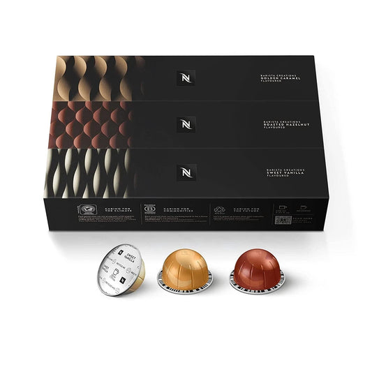 Nespresso Capsules Vertuo, Barista Flavored Pack, Medium Roast Coffee, Brews 7.8Oz.