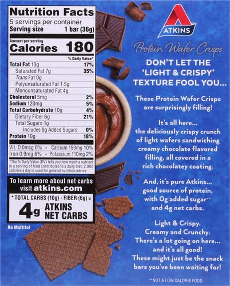 Atkins Chocolate Crème Protein Wafer Crisps, 5 Count