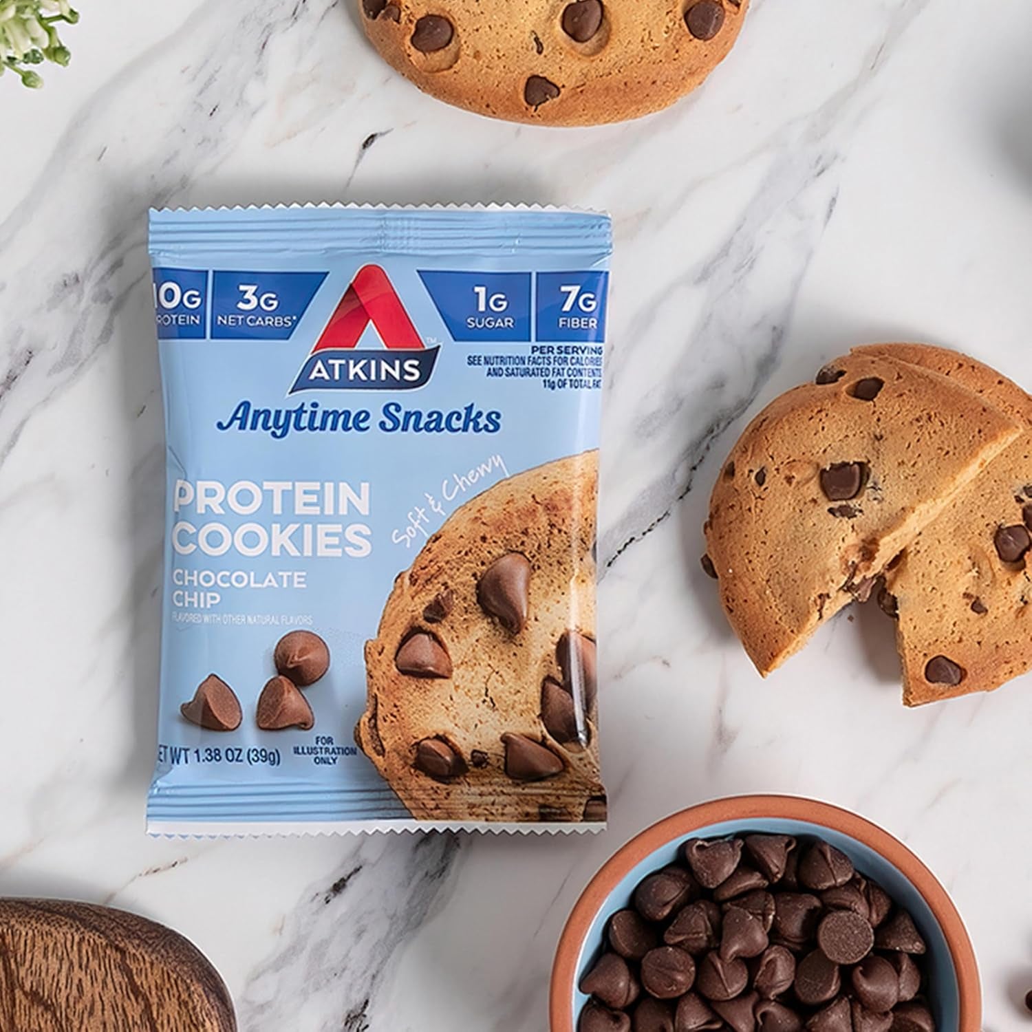 Atkins Chocolate Chip Protein Cookie, 4 Count