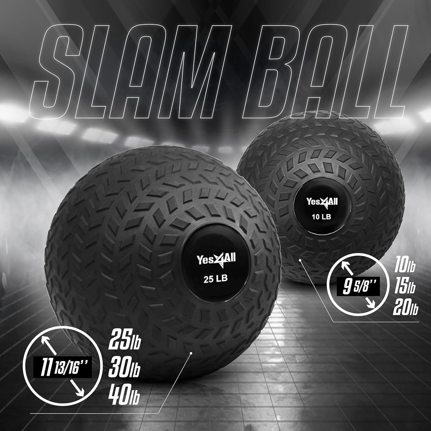 Yes4All Slam Balls, 10-40Lb Weighted Ball Weight