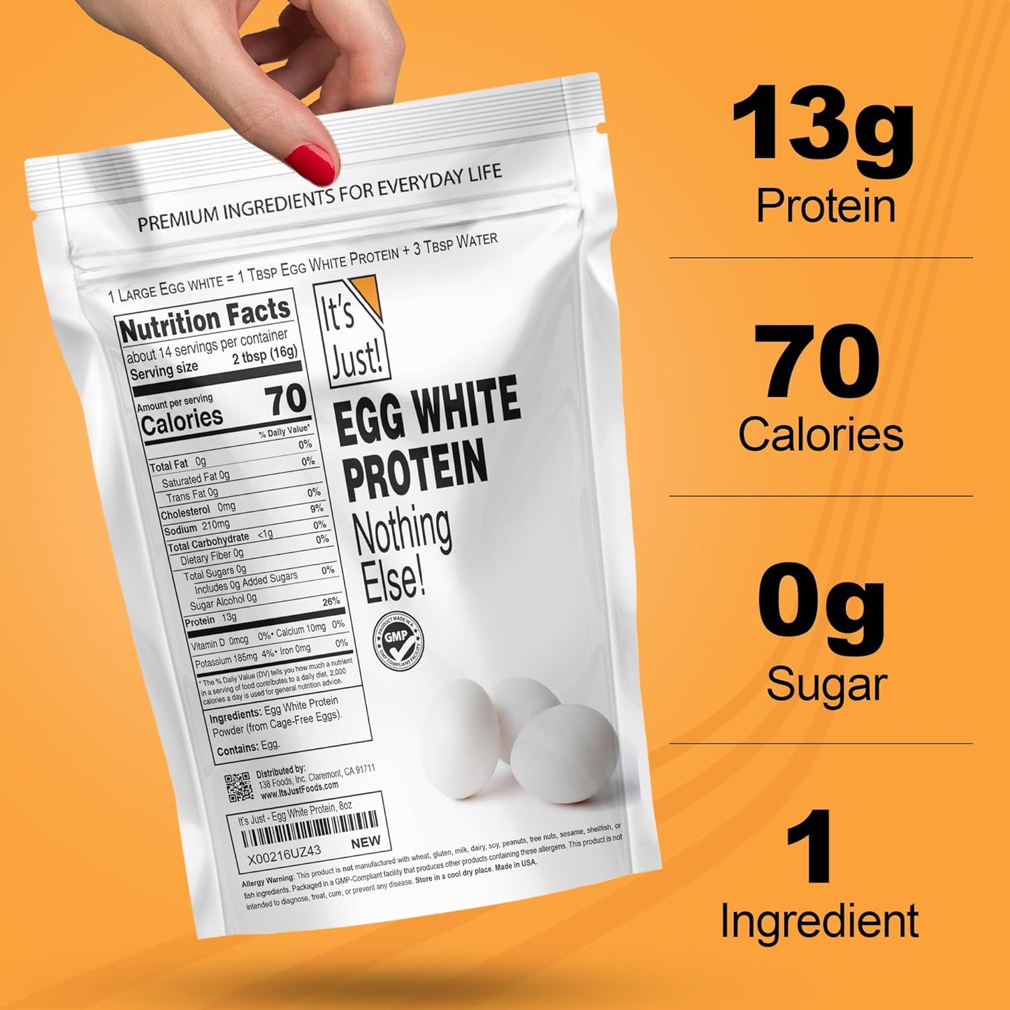 It's Just! - Egg White Protein Powder, Made in USA from Cage-Free Eggs