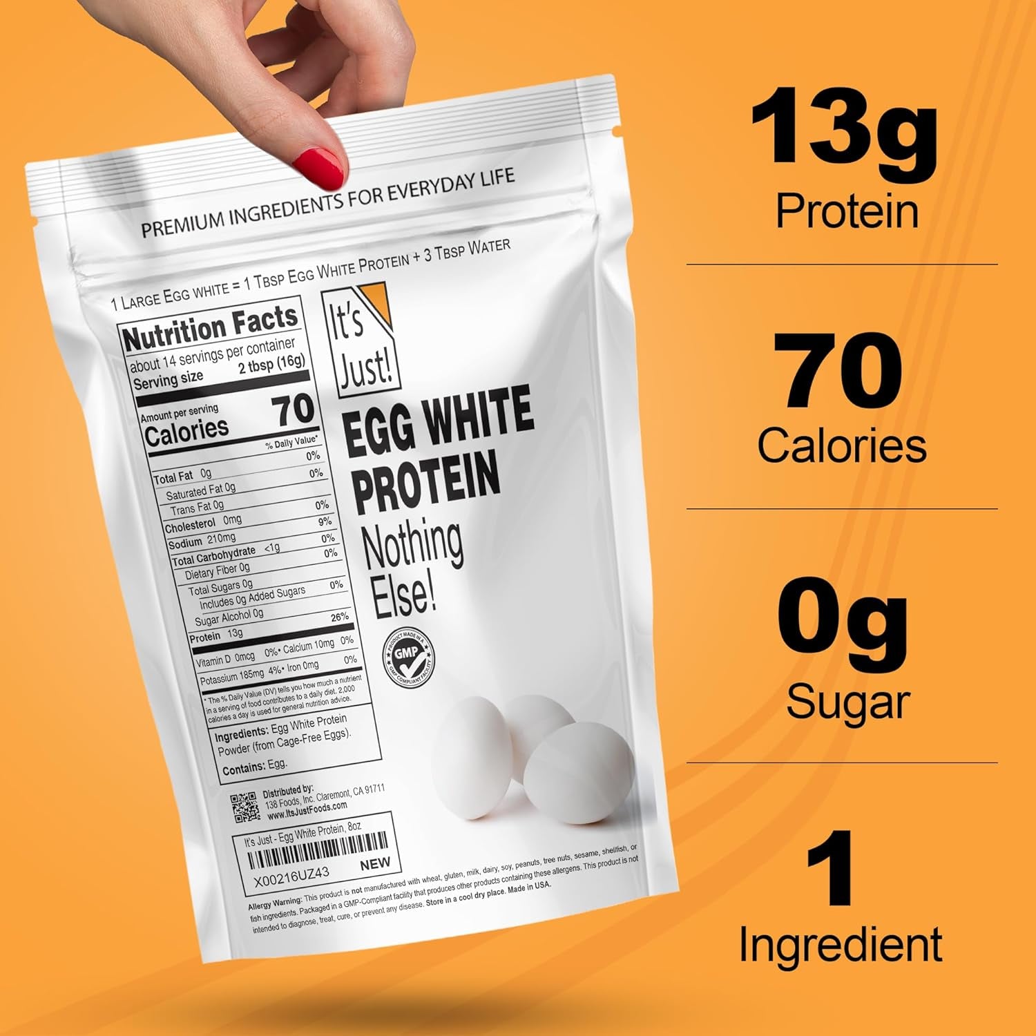 It's Just! - Egg White Protein Powder, Made in USA from Cage-Free Eggs