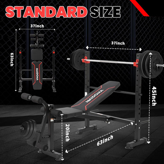 8 in 1 Weight Bench Set with Leg Extension/Curl and Preacher Curl