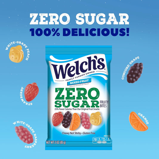 Welch'S Zero Sugar Fruity Bites, Mixed Fruit Snack Pack, Gluten Free & Sugar Free Snacks