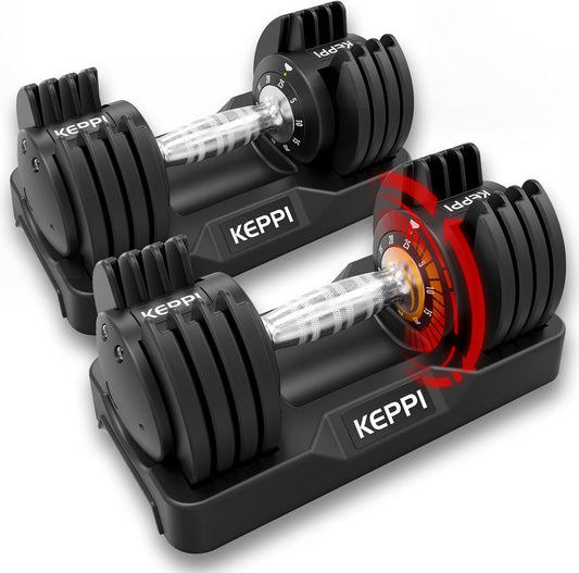Keppi Adjustable Dumbbells Set - 25lb/50lb
