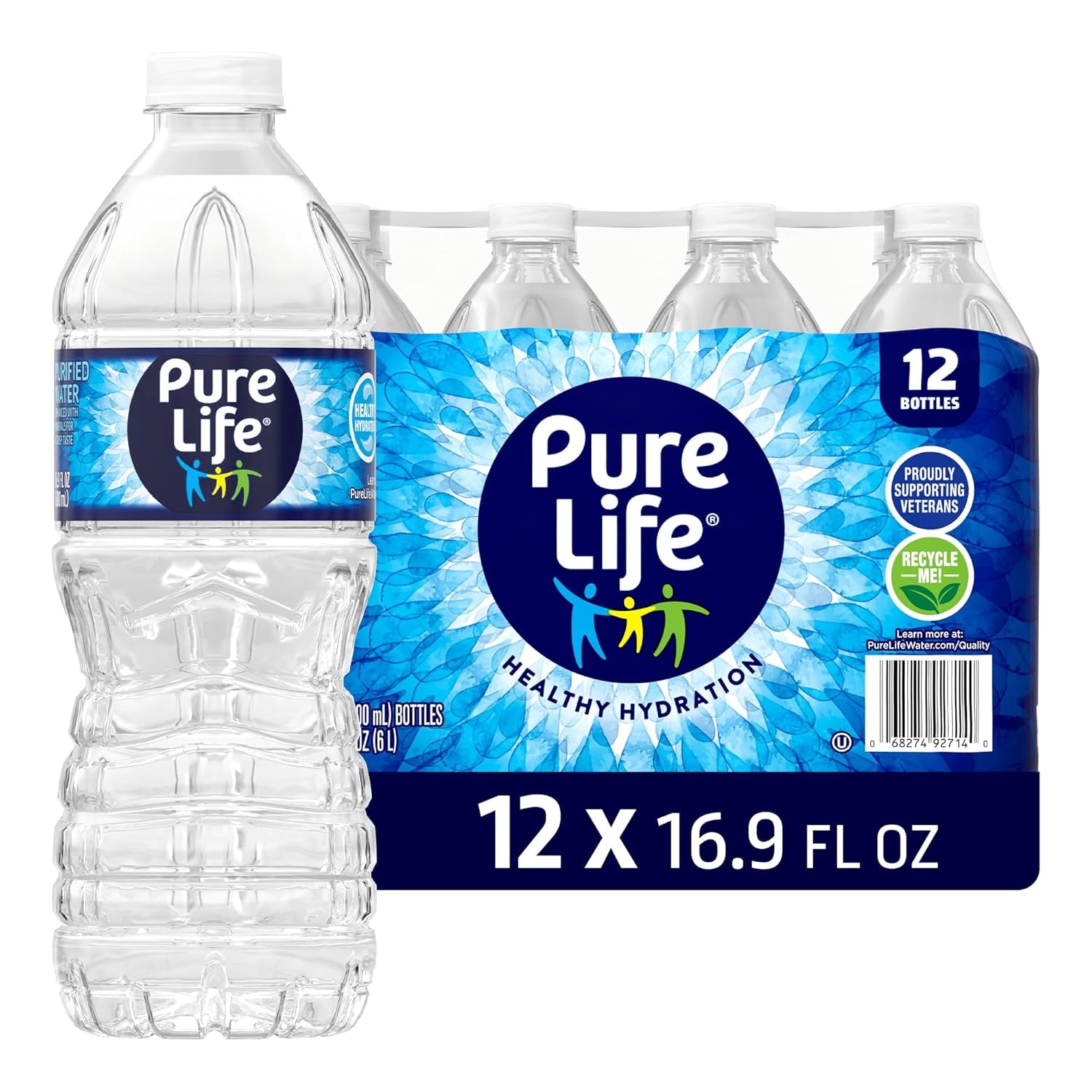 Pure Life Purified Water Bottles, 12 Pack