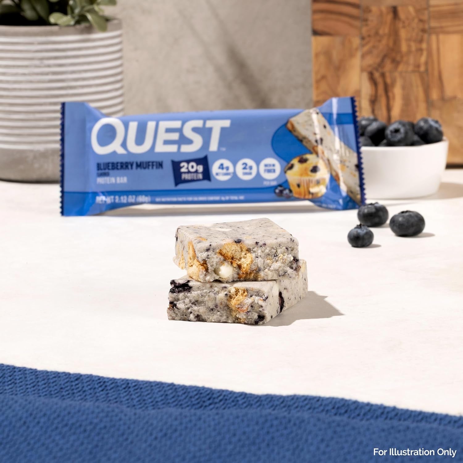 Quest Nutrition Blueberry Muffin Protein Bars, 20G Protein, 12 Count