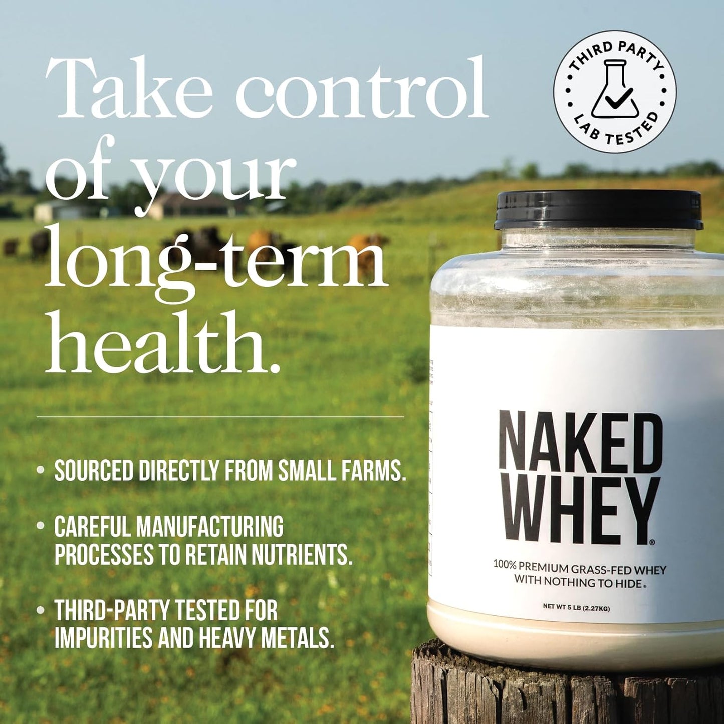 NAKED Whey 2LB 100% Grass Fed Whey Protein Powder