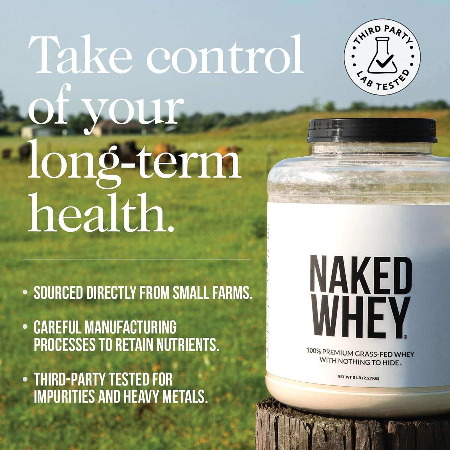 NAKED Whey 2LB 100% Grass Fed Whey Protein Powder