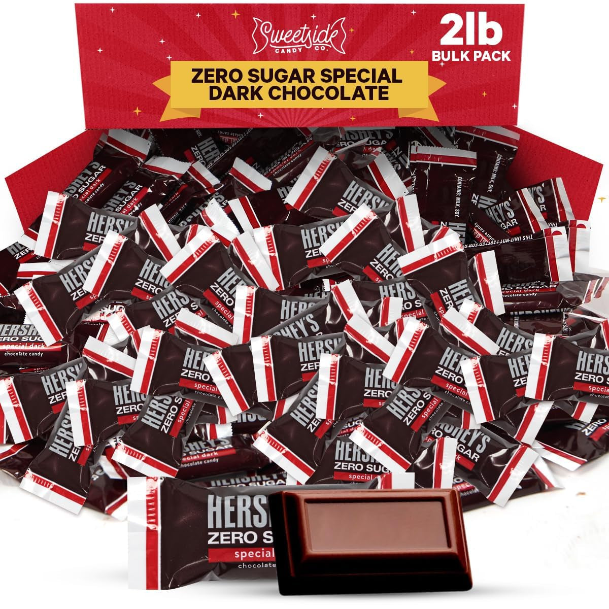 Zero Sugar Special Dark Chocolate Candy Bulk Pack - Individually Wrapped Sugar Free Chocolate Candy Bar