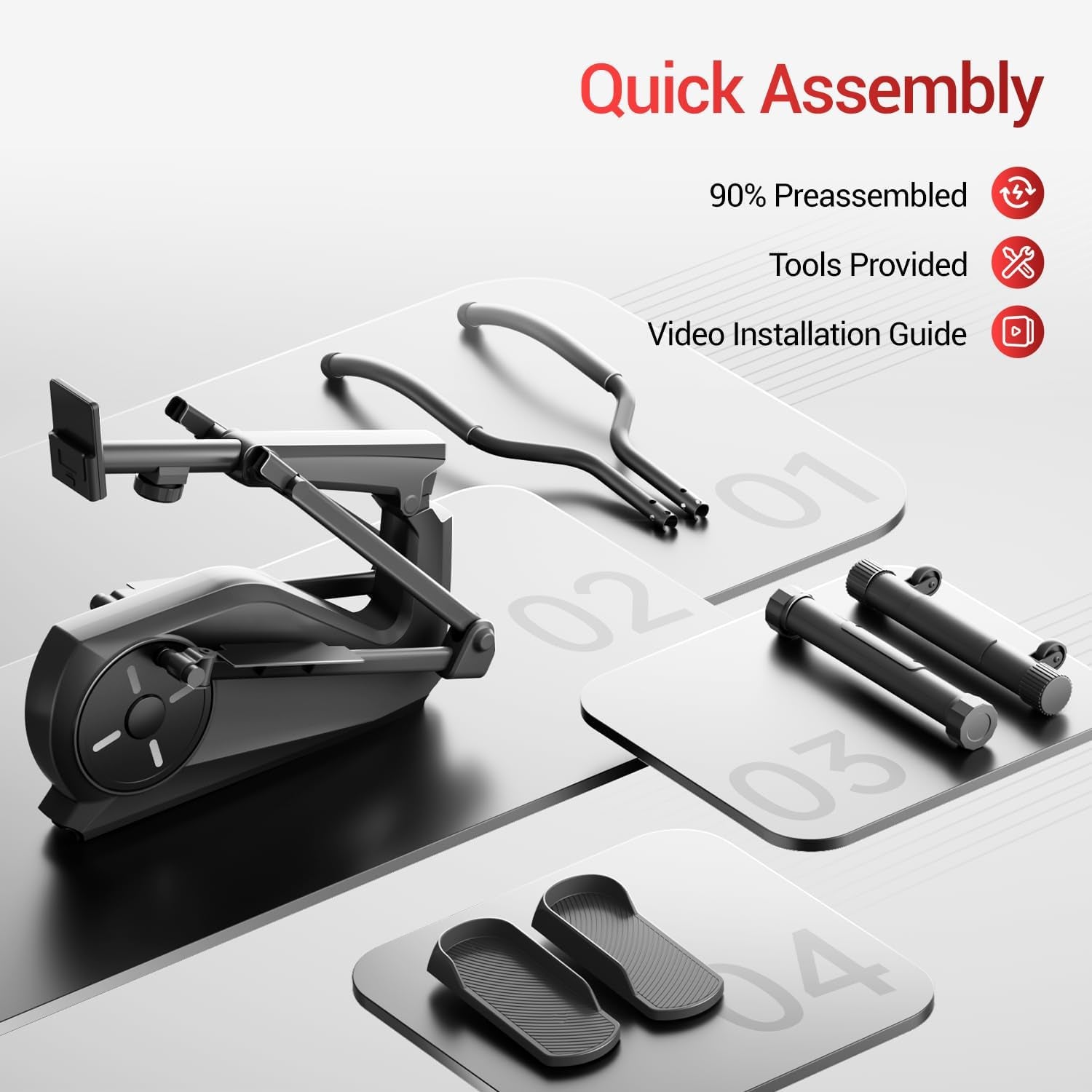 Elliptical Exercise Machine, Elliptical Training Machine for Home with Hyper-Quiet Magnetic Driving System, Compact Elliptical with 12IN Stride & LCD Monitor, 330LBS Weight Capacity