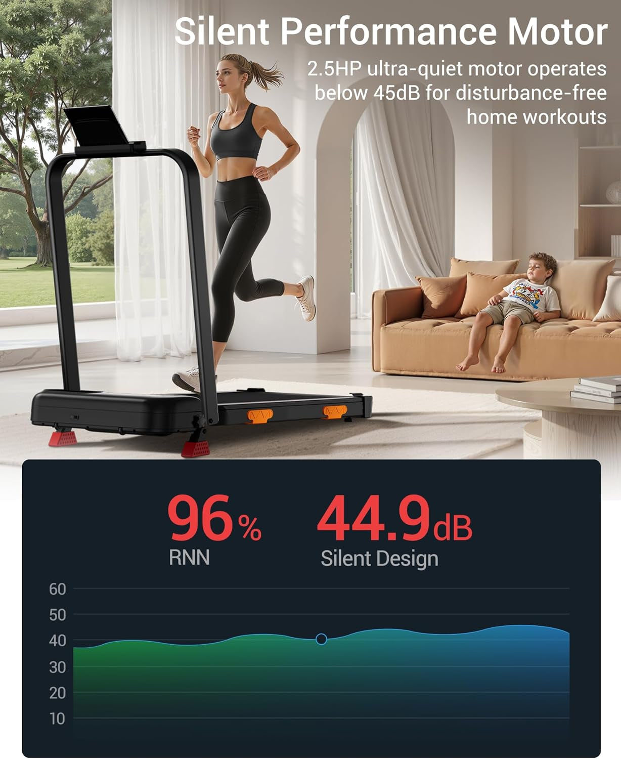 LONTEK 3-in-1 Foldable Treadmill with 300 LBS Capacity