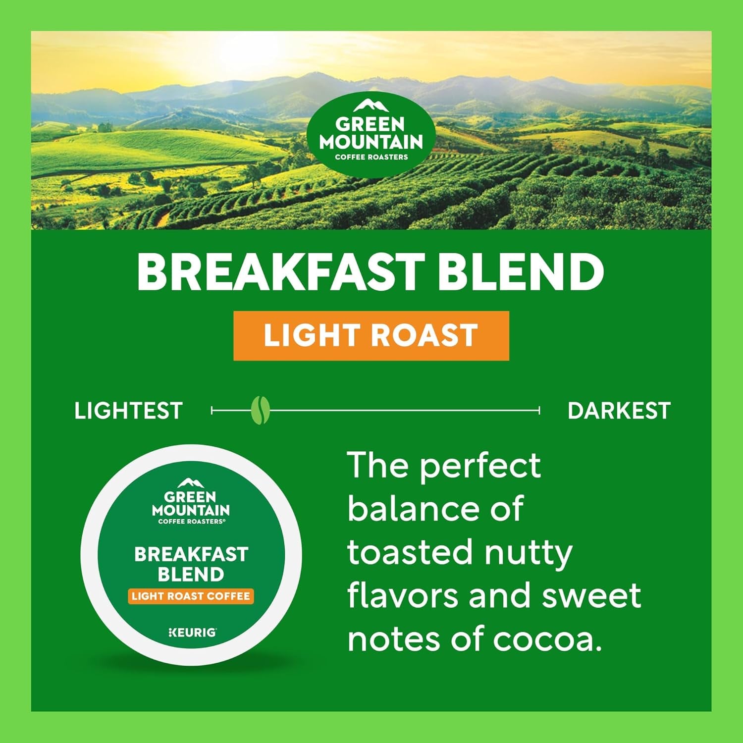 Green Mountain Coffee Roasters Breakfast Blend Single-Serve Keurig K-Cup Pods