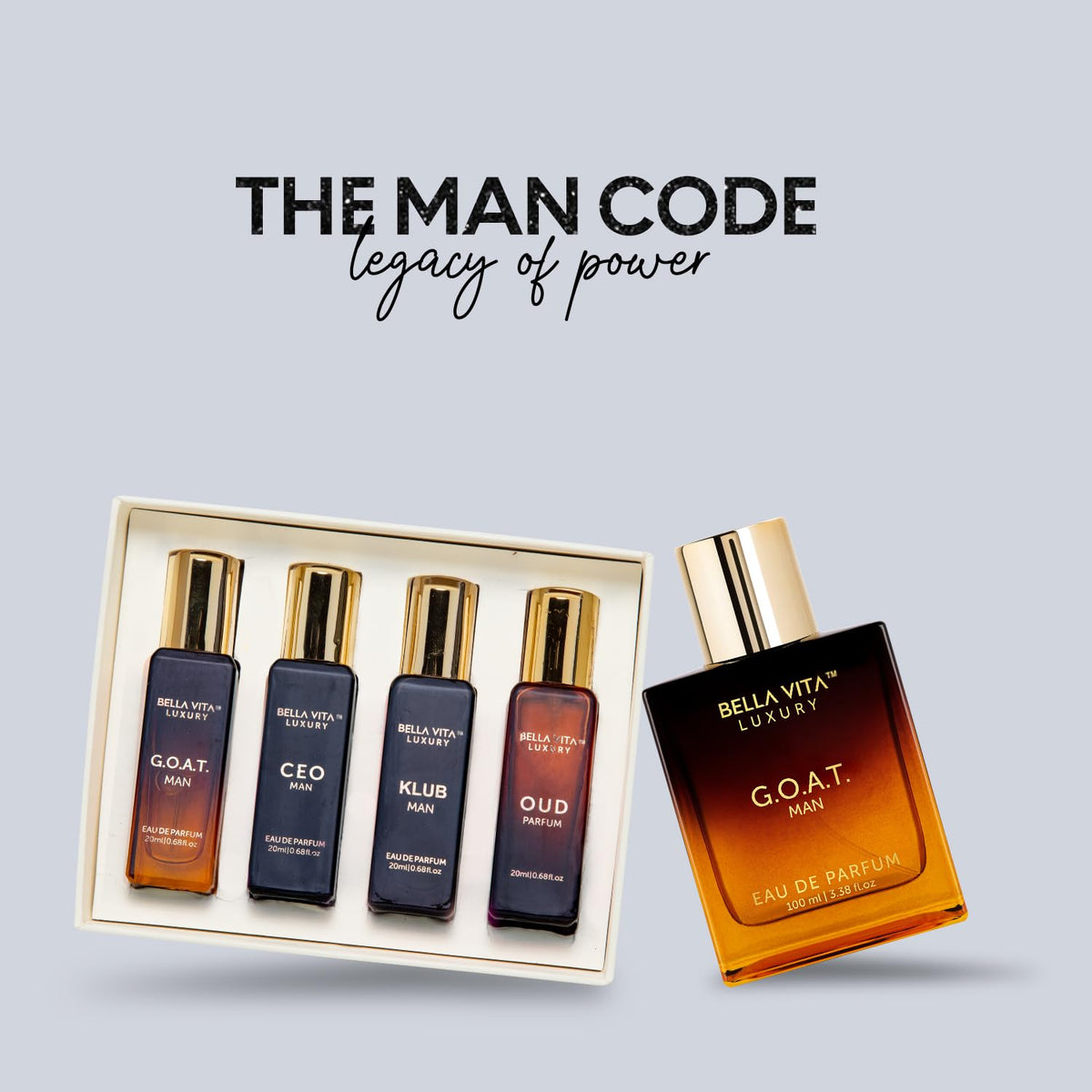 Bellavita Luxury Mens Gift Set & G.O.A.T. Man Perfume Combo | Perfume for Men with Bergamot, Lavender & Patchouli Oriental
