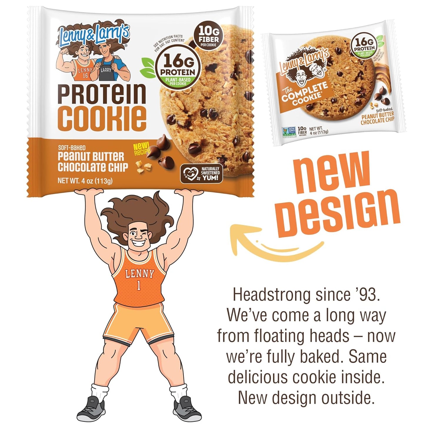 Lenny & Larry's Protein Cookie, Peanut Butter Chocolate Chip – Pack of 12