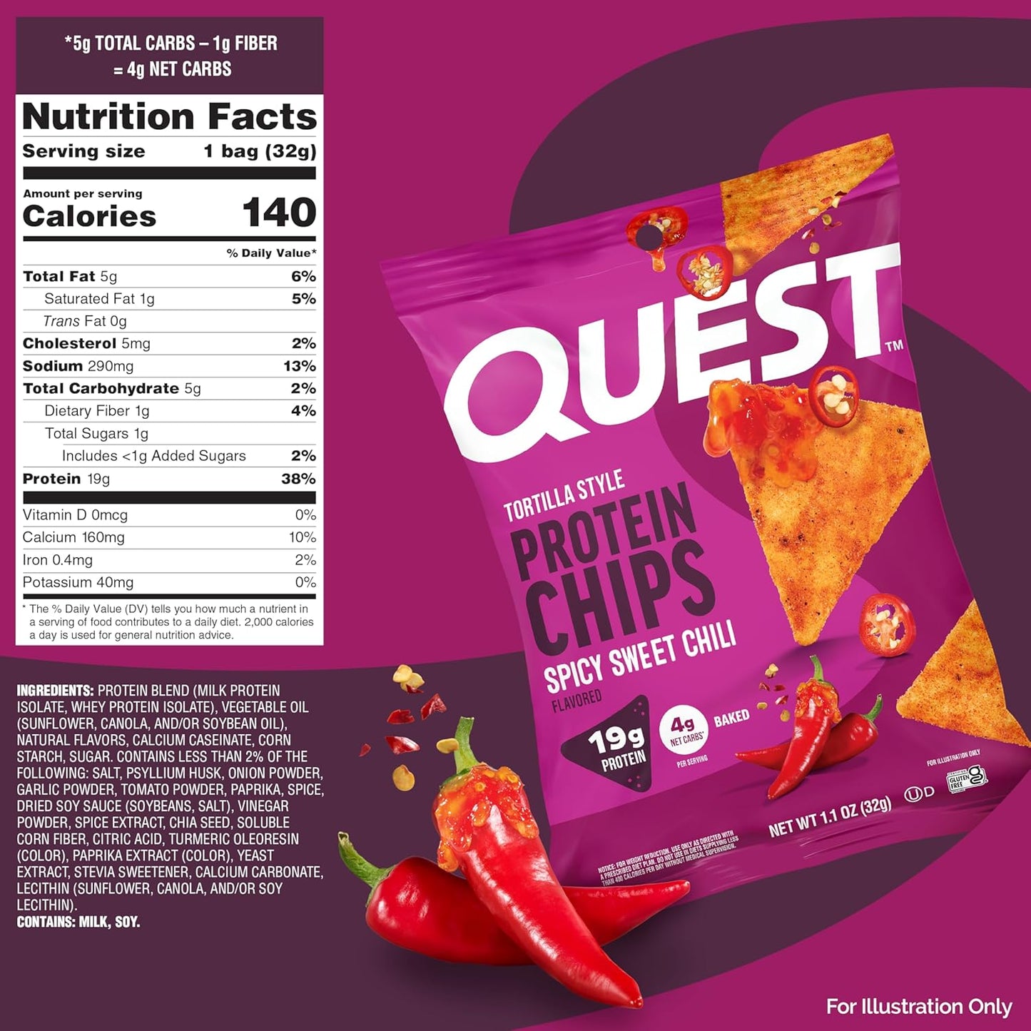 Nutrition Spicy Sweet Chili Tortilla Chip (Pack of 12)