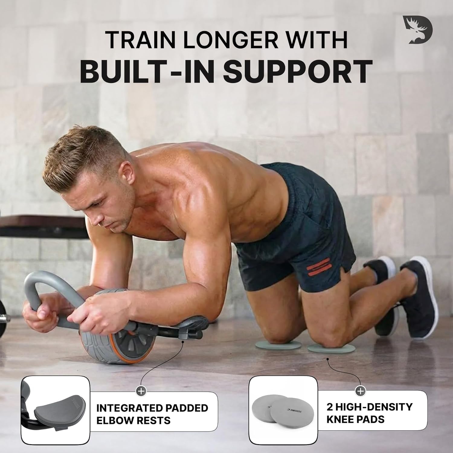 Ab Roller Wheel with Elbow Support & 2 Knee Pads
