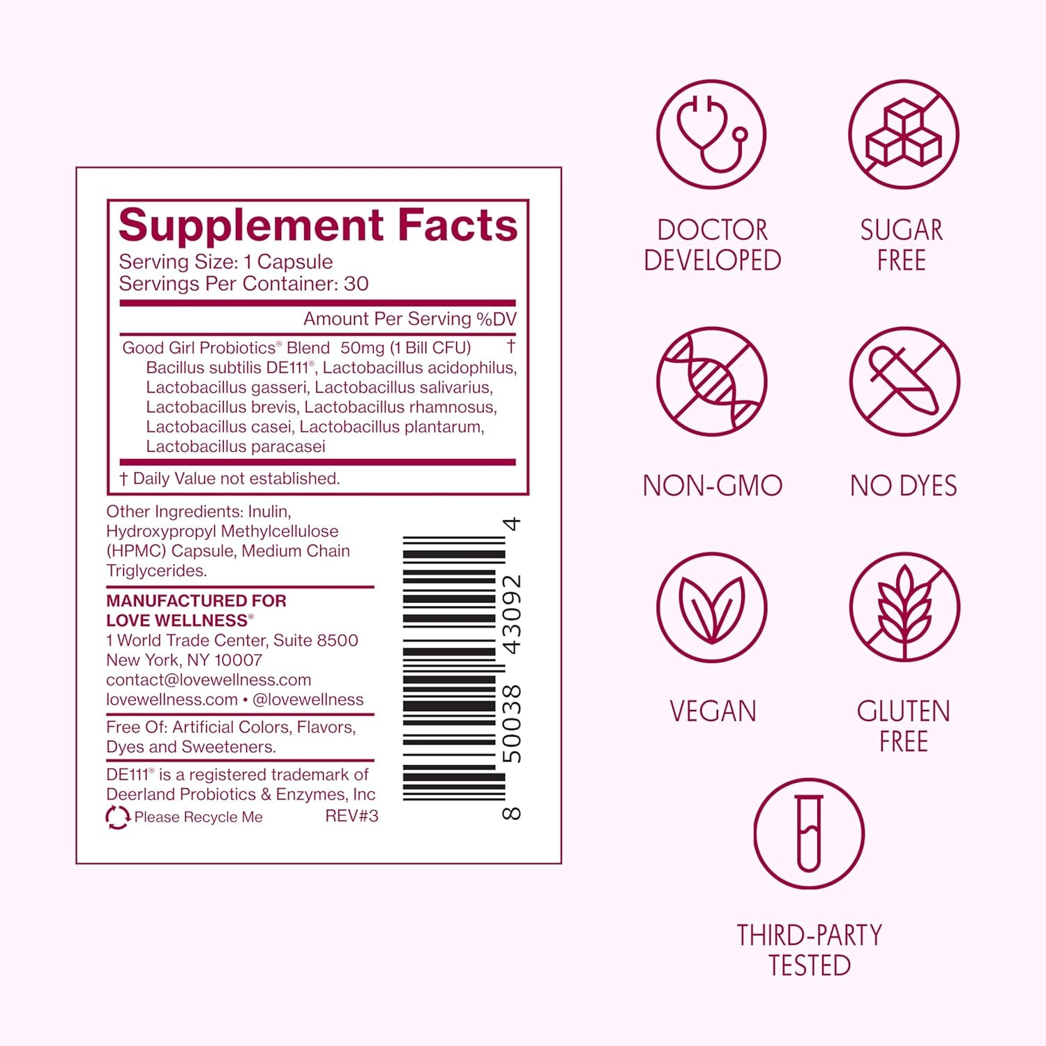 Love Wellness Good Girl Probiotics | Women’s Vaginal Health & pH Balance Supplement