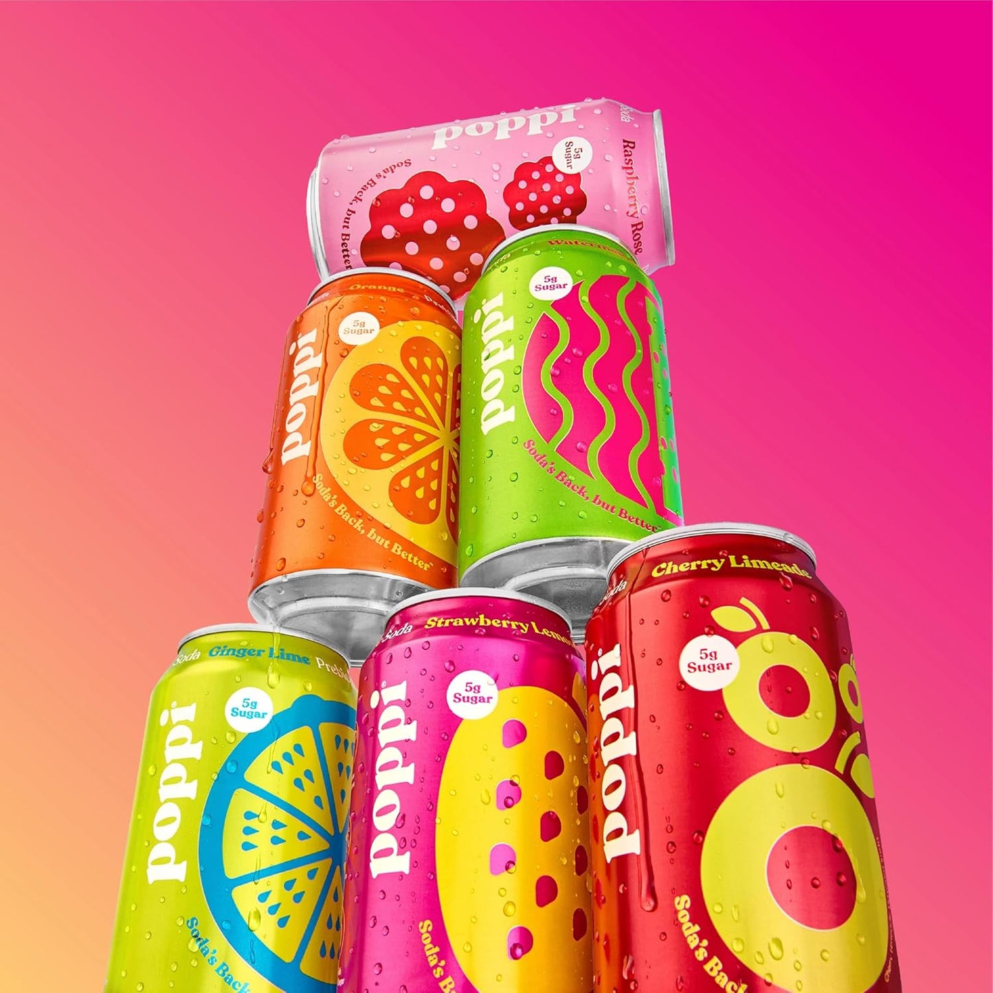 Poppi Prebiotic Soda, Sparkling Water & Fruit Juice, Fun Favorites, 12 Oz, 12 Pack