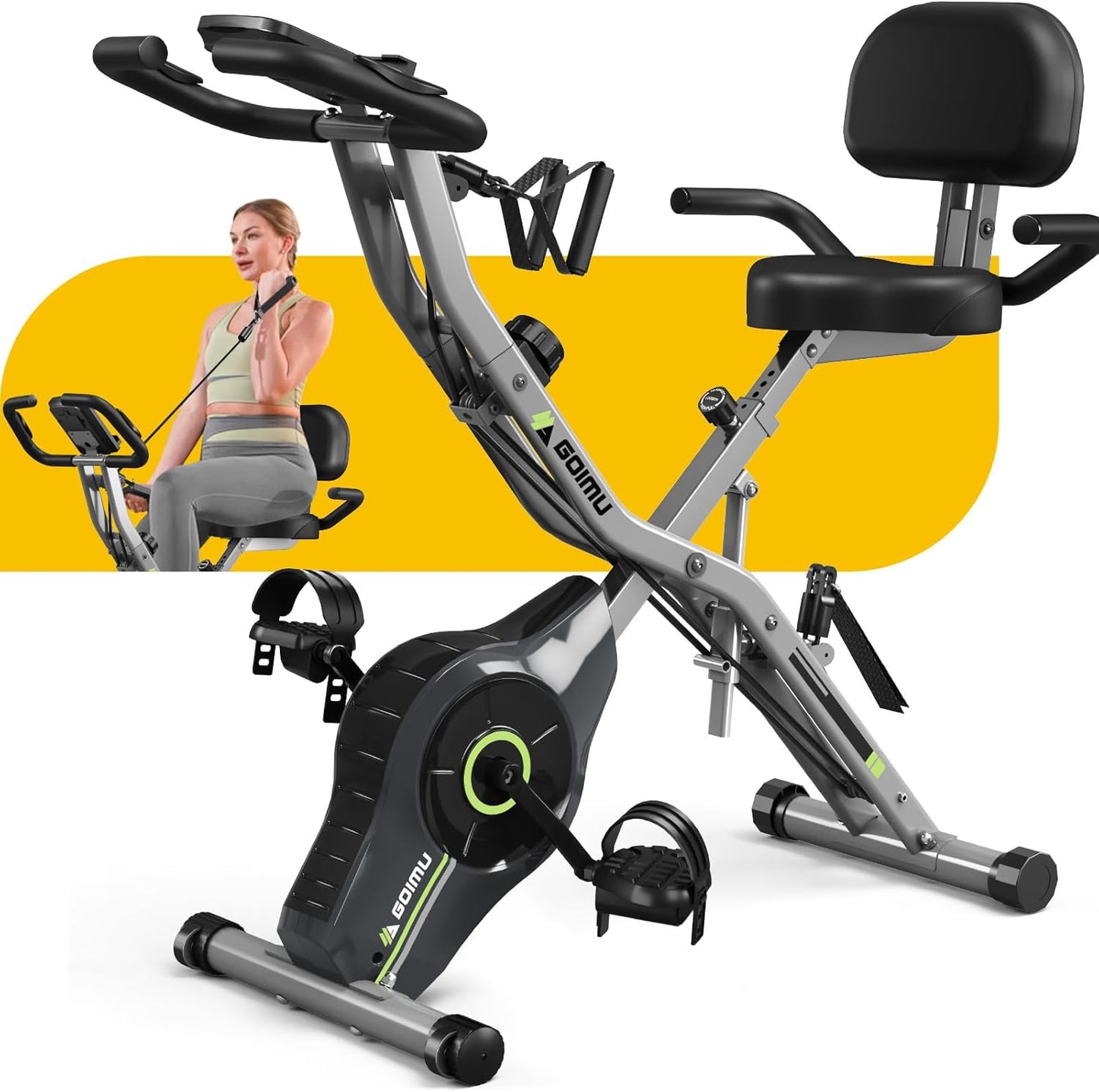Goimu Exercise Bike, 5 in 1 Foldable Stationary Bike