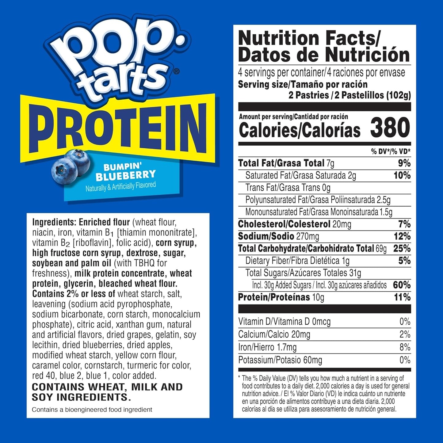 Pop-Tarts Protein Toaster Pastries, 10G Protein, Bumpin' Blueberry (24 Pop-Tarts)